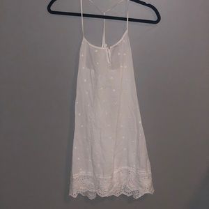 cute white stitched lace cover up dress